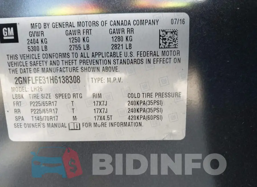 2GNFLFE31H6138308 Photo# 9
