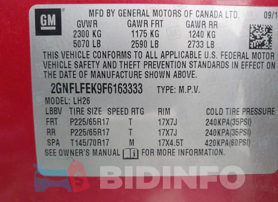2GNFLFEK9F6163333 Photo# 9