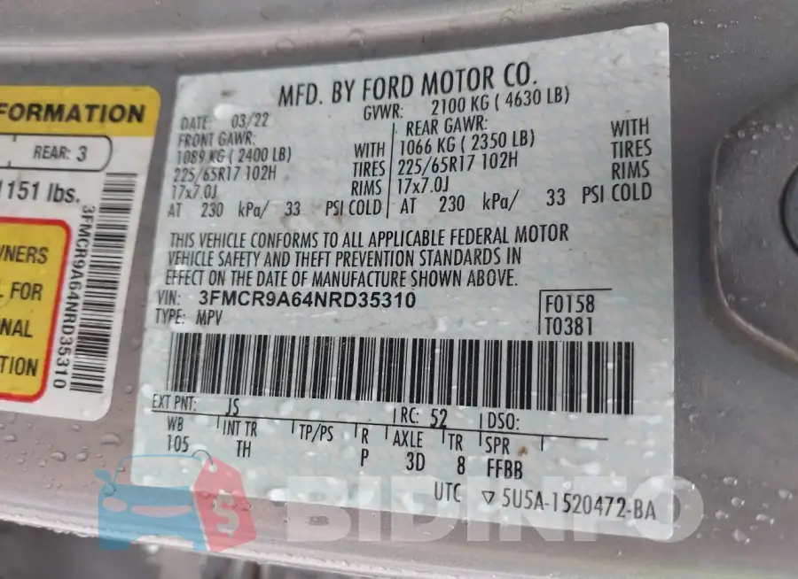 3FMCR9A64NRD35310 Photo# 9