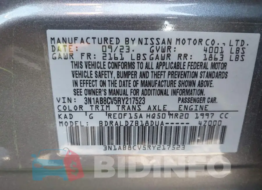 3N1AB8CV5RY217523 Photo# 9