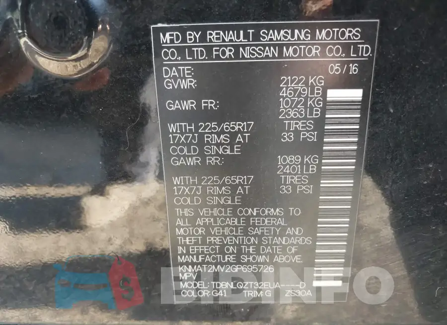 KNMAT2MV2GP695726 Photo# 9