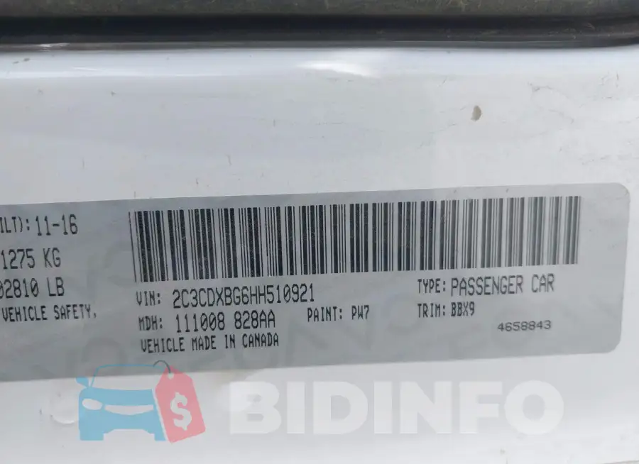 2C3CDXBG6HH510921 Photo# 9