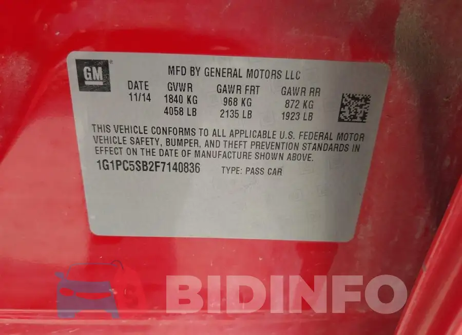 1G1PC5SB2F7140836 Photo# 9