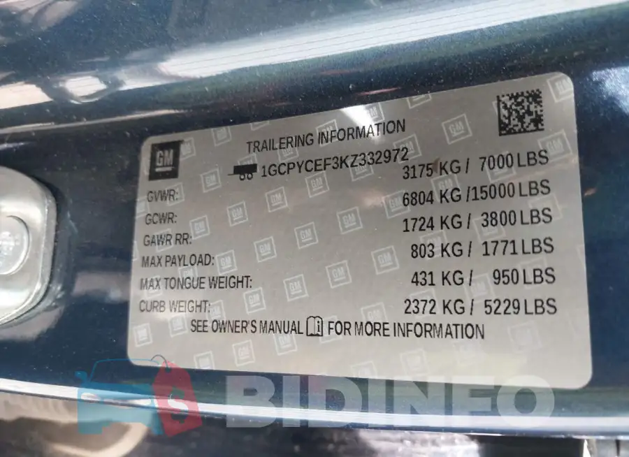 1GCPYCEF3KZ332972 Photo# 9