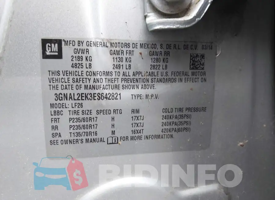 3GNAL2EK3ES642821 Photo# 9