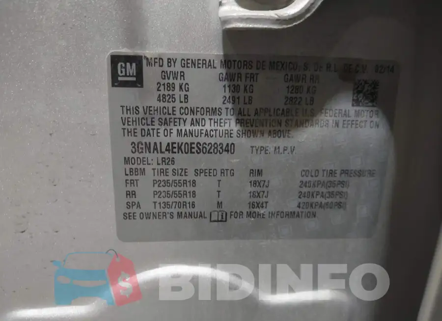 3GNAL4EK0ES628340 Photo# 9