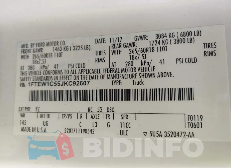 1FTEW1C55JKC92607 Photo# 9