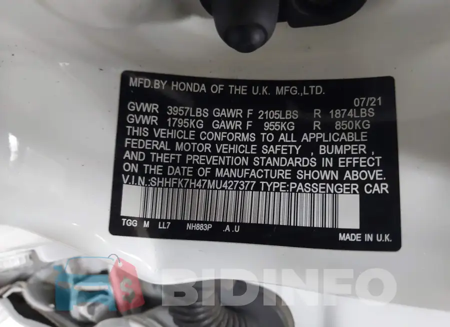 SHHFK7H47MU427377 Photo# 9