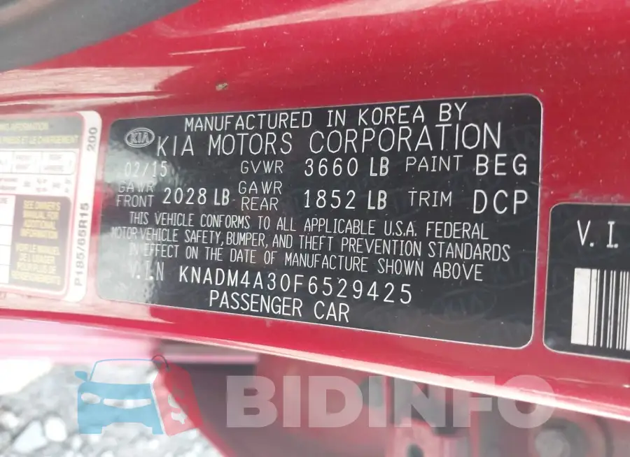 KNADM4A30F6529425 Photo# 9