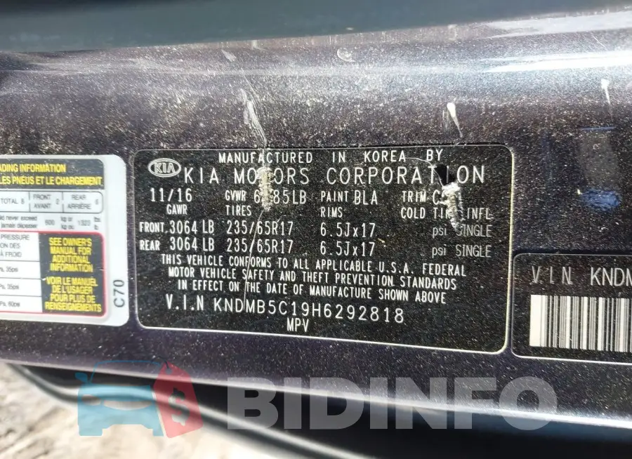 KNDMB5C19H6292818 Photo# 9