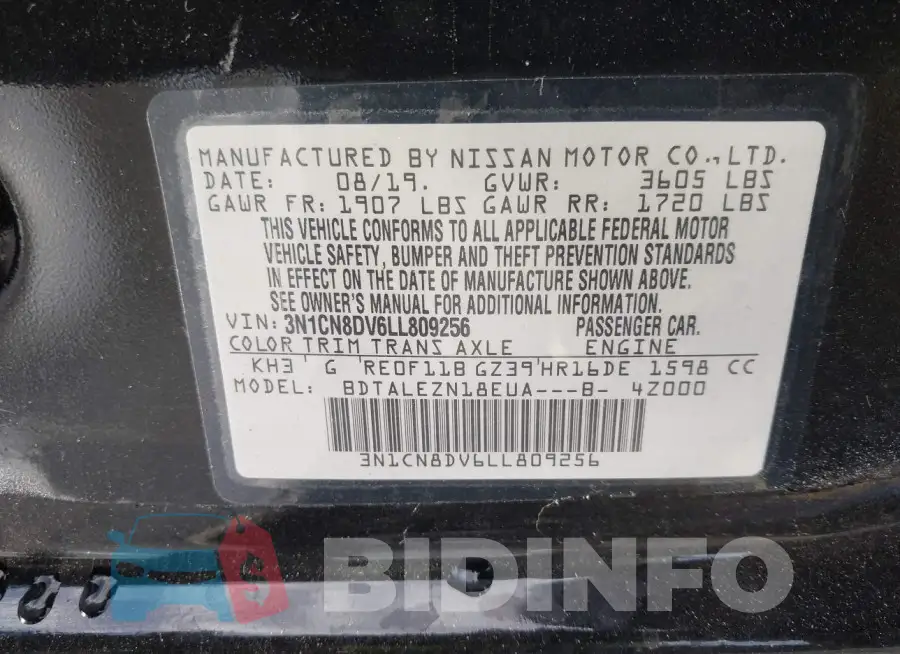 3N1CN8DV6LL809256 Photo# 8