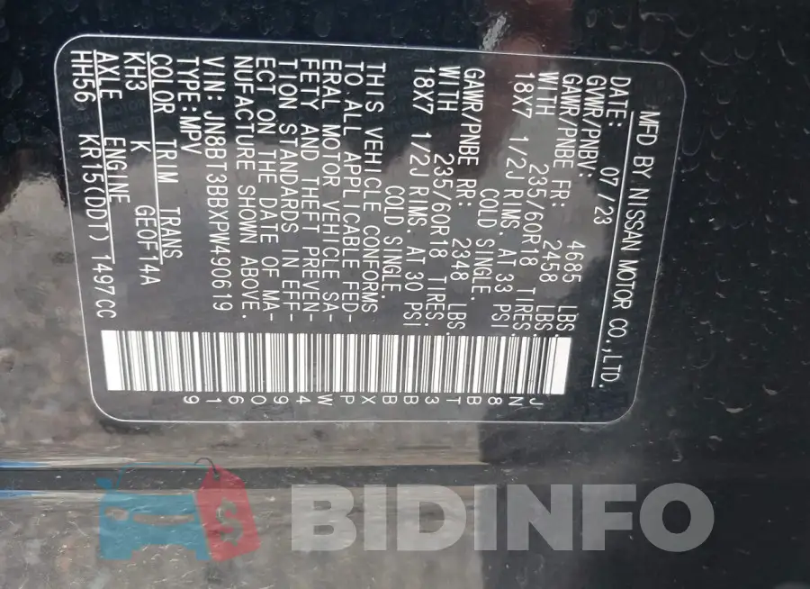 JN8BT3BBXPW490619 Photo# 9
