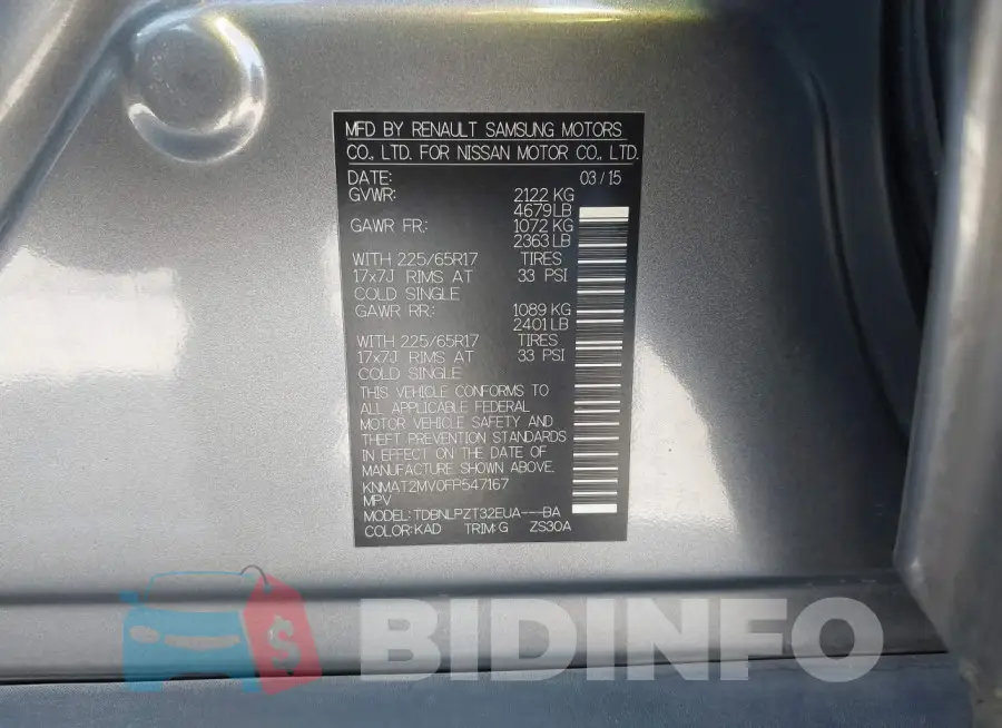 KNMAT2MV0FP547167 Photo# 9