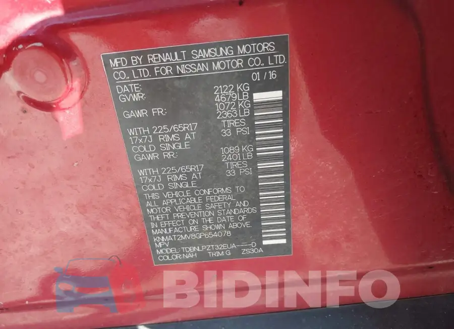 KNMAT2MV8GP654078 Photo# 9