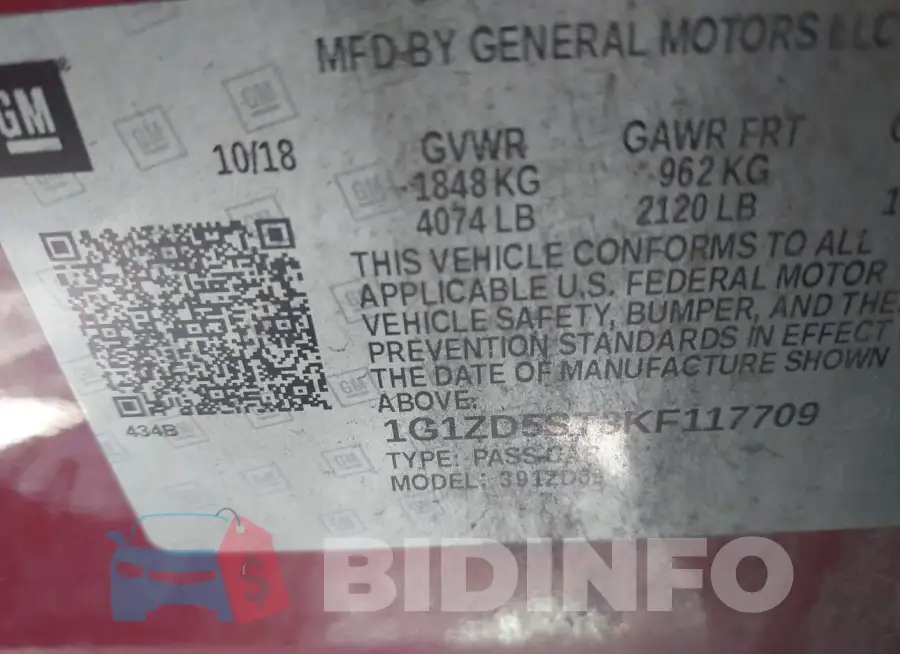 1G1ZD5ST3KF117709 Photo# 9