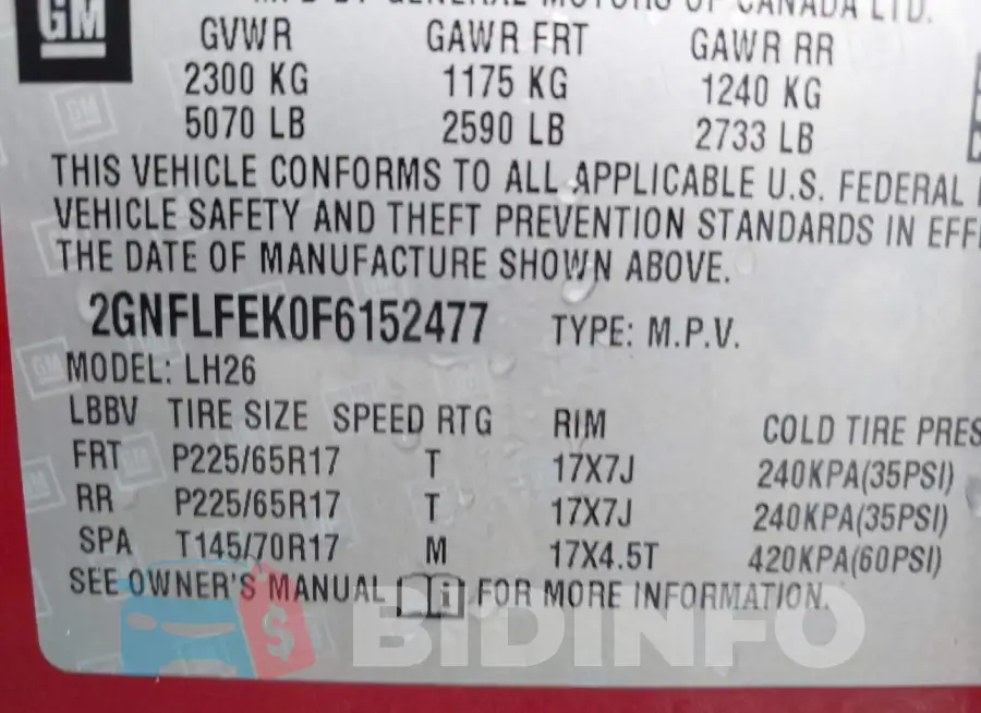 2GNFLFEK0F6152477 Photo# 9
