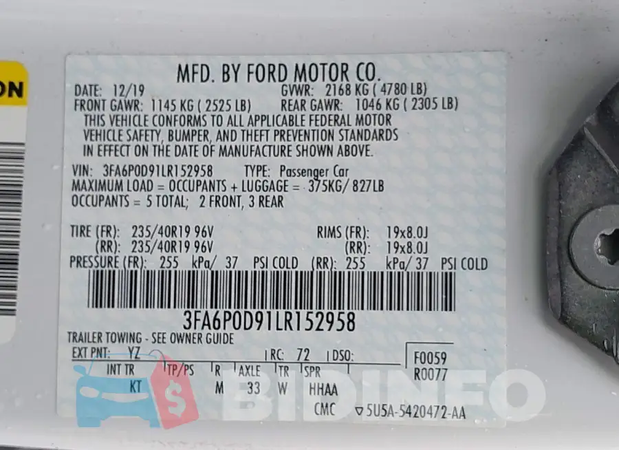 3FA6P0D91LR152958 Photo# 9