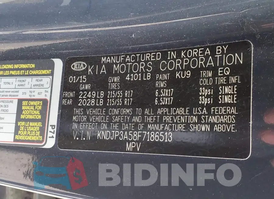 KNDJP3A58F7186513 Photo# 9