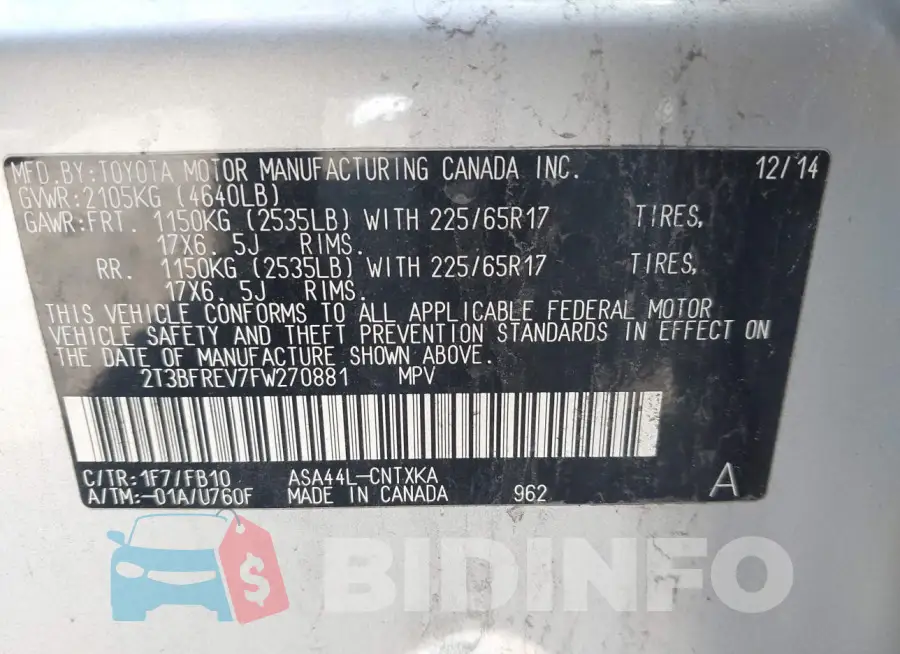2T3BFREV7FW270881 Photo# 9