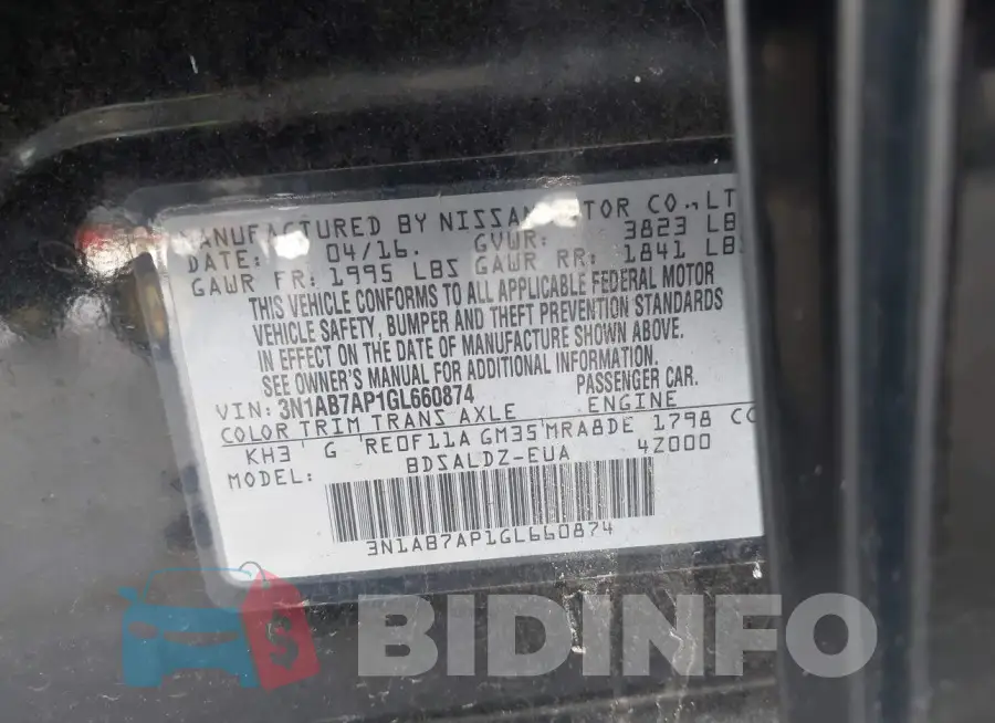3N1AB7AP1GL660874 Photo# 9