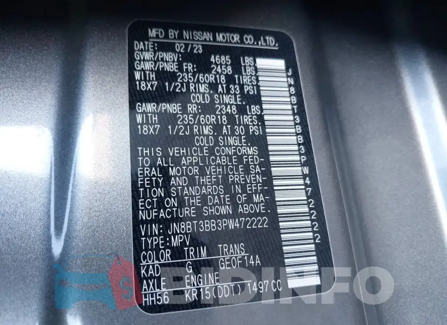 JN8BT3BB3PW472222 Photo# 9