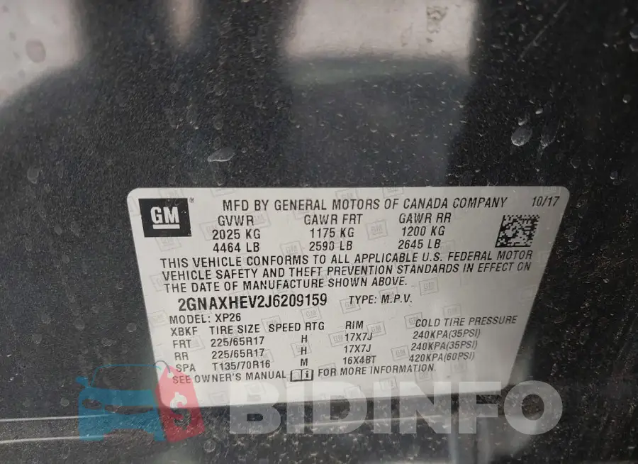 2GNAXHEV2J6209159 Photo# 9