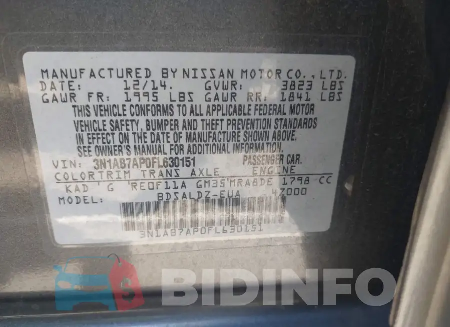 3N1AB7AP0FL630151 Photo# 9