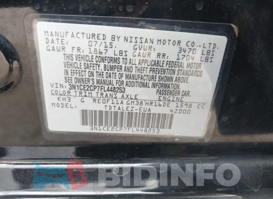 3N1CE2CP7FL448253 Photo# 9