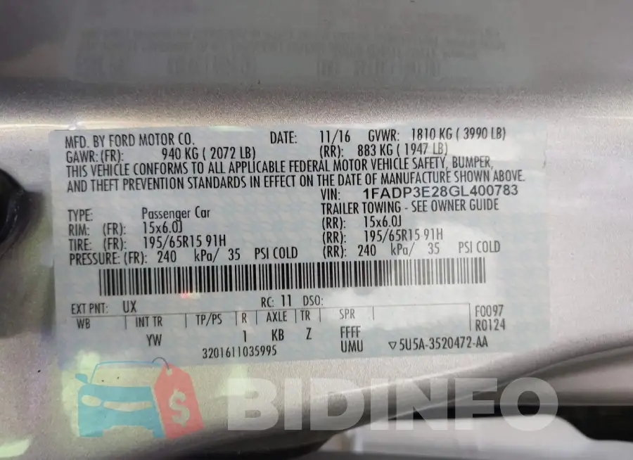1FADP3E28GL400783 Photo# 9