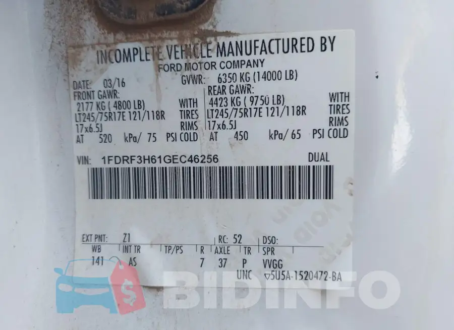 1FDRF3H61GEC46256 Photo# 8