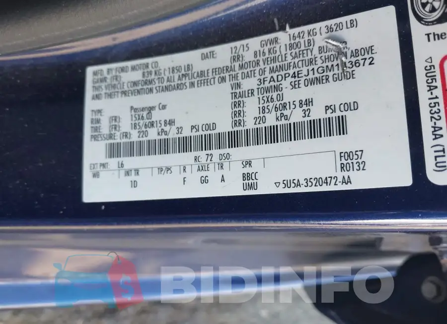 3FADP4EJ1GM143672 Photo# 9