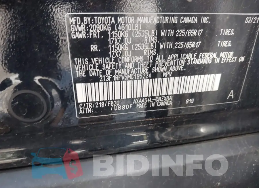 2T3F1RFV5MC195224 Photo# 8