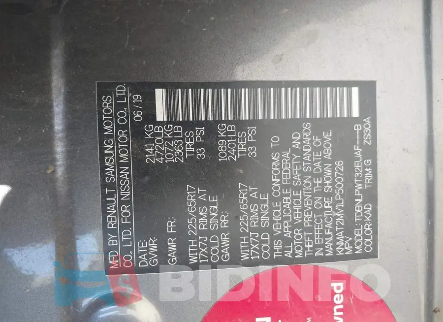 KNMAT2MV1LP500726 Photo# 9