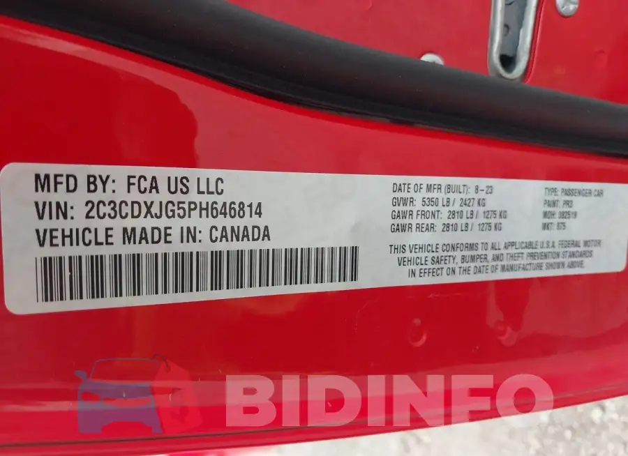 2C3CDXJG5PH646814 Photo# 9