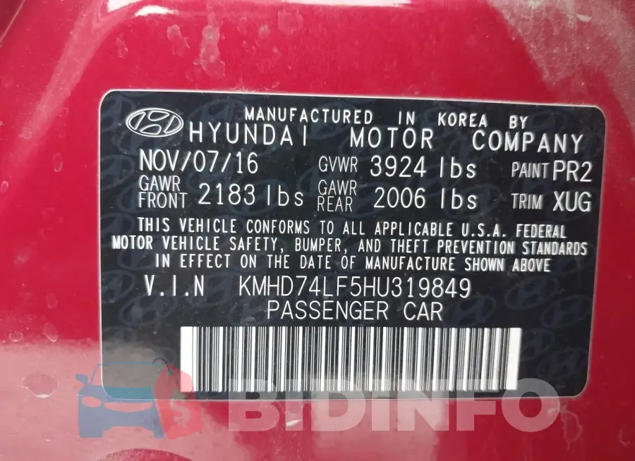 KMHD74LF5HU319849 Photo# 9