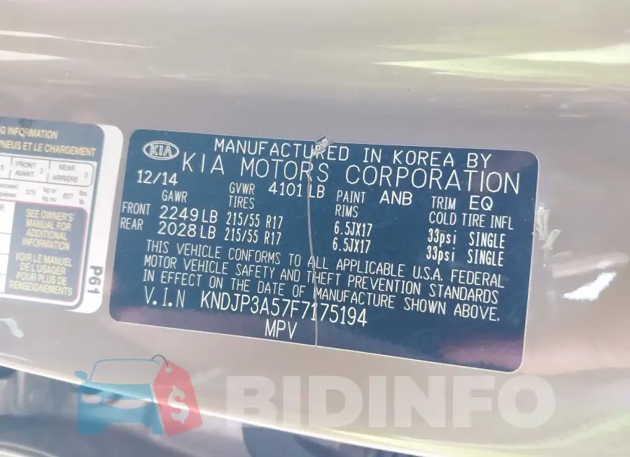 KNDJP3A57F7175194 Photo# 9