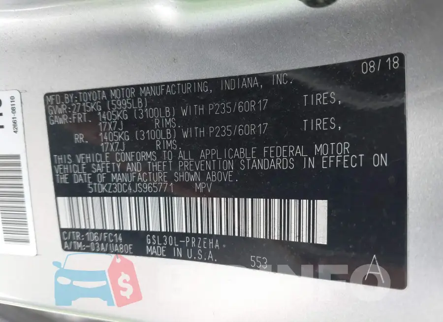5TDKZ3DC4JS965771 Photo# 9