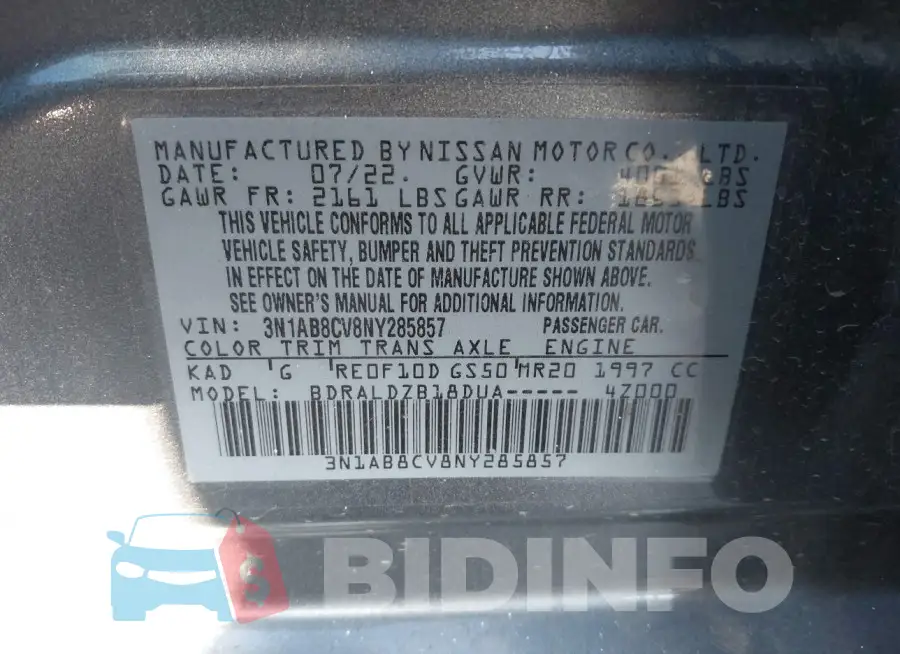 3N1AB8CV8NY285857 Photo# 9