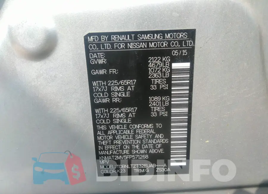 KNMAT2MV5FP571268 Photo# 9