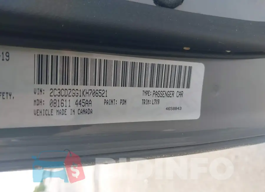 2C3CDZGG1KH706521 Photo# 9