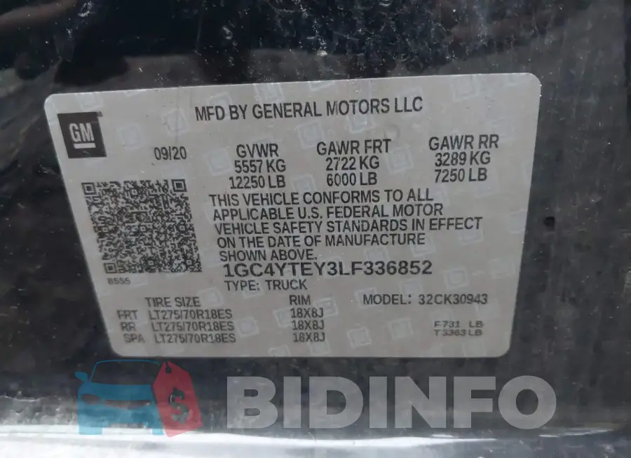 1GC4YTEY3LF336852 Photo# 8