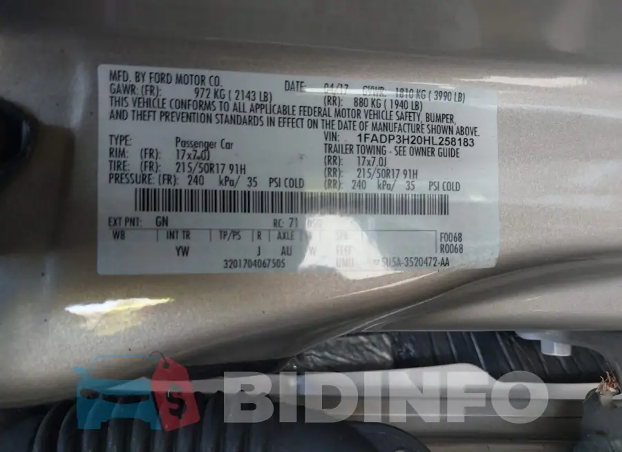 1FADP3H20HL258183 Photo# 9