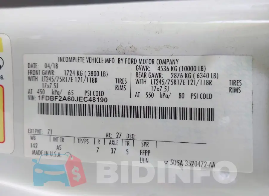 1FDBF2A60JEC48190 Photo# 9
