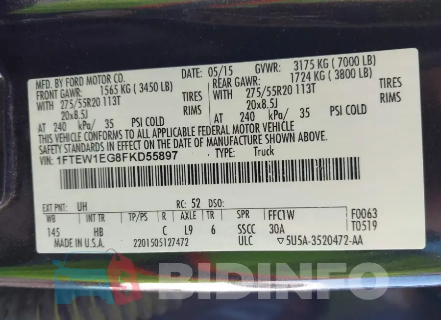 1FTEW1EG8FKD55897 Photo# 9