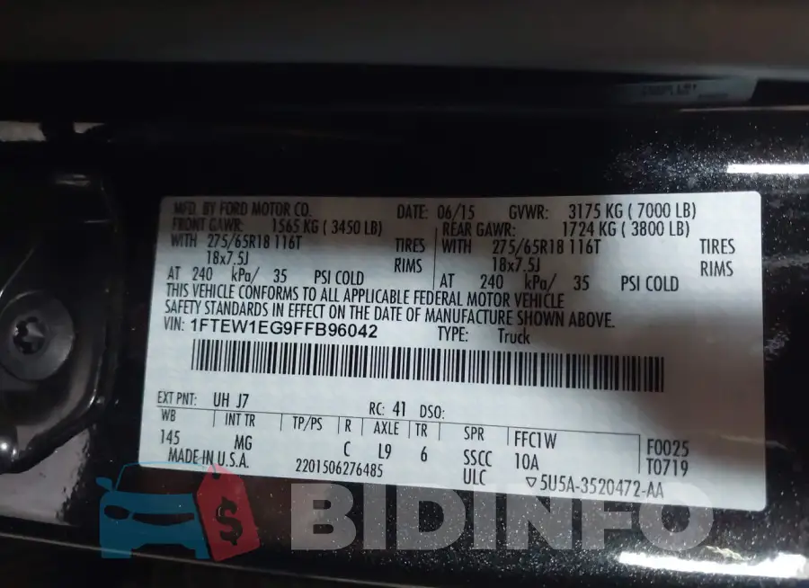 1FTEW1EG9FFB96042 Photo# 9