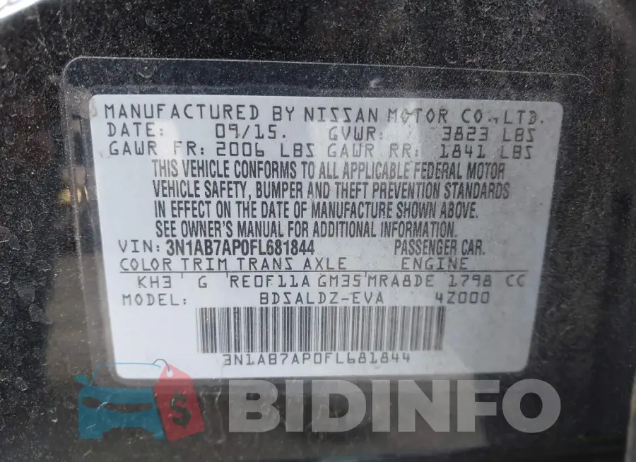3N1AB7AP0FL681844 Photo# 9