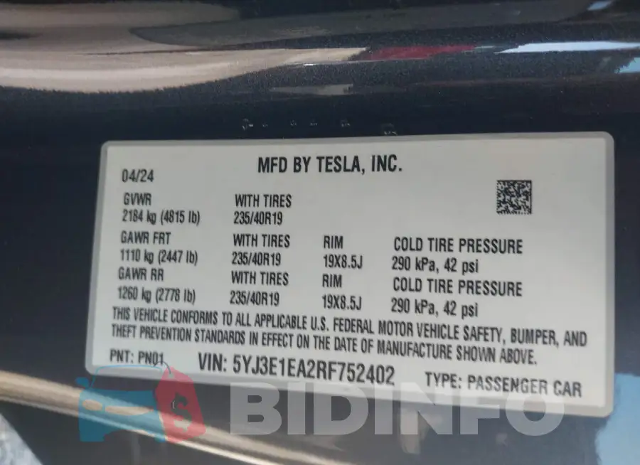 5YJ3E1EA2RF752402 Photo# 9
