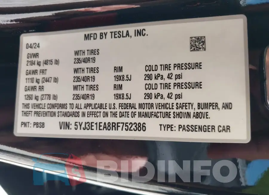 5YJ3E1EA8RF752386 Photo# 9