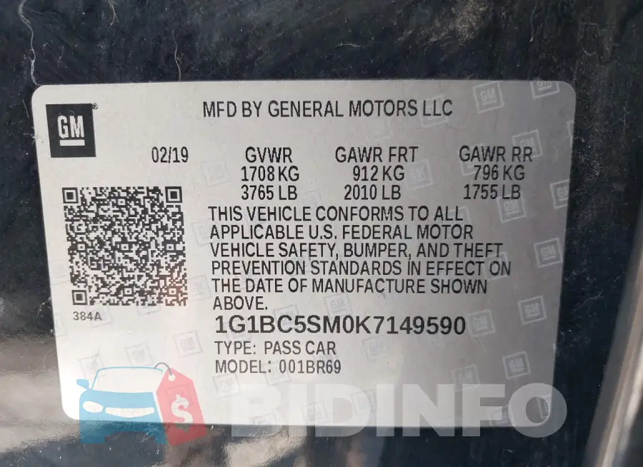 1G1BC5SM0K7149590 Photo# 9