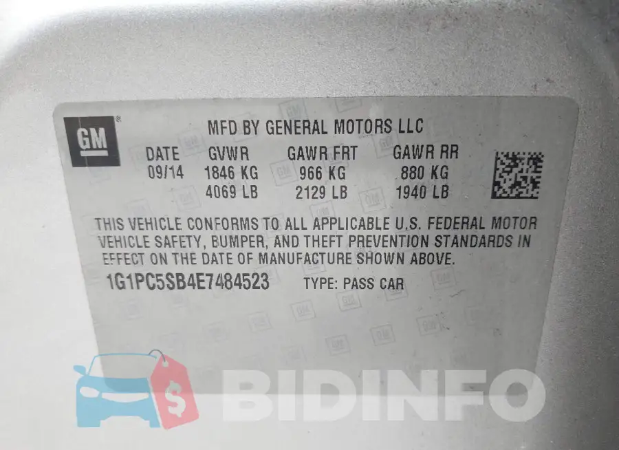 1G1PC5SB4E7484523 Photo# 9